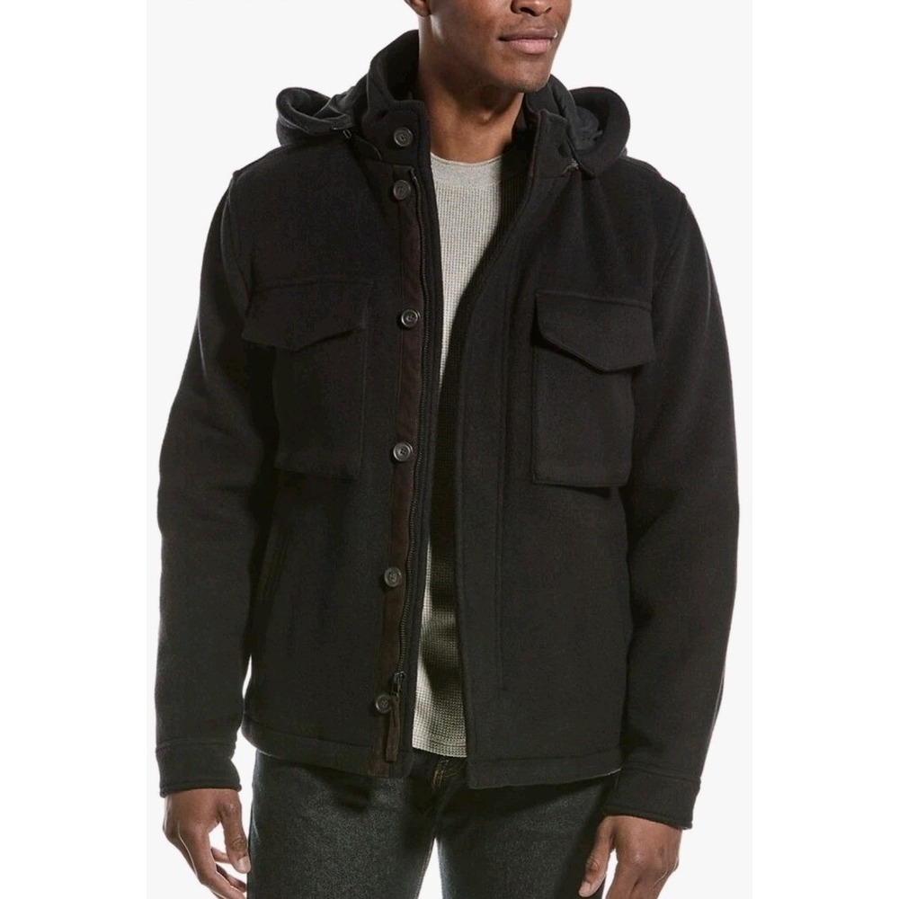 NEW Vince Shacket Jacket M Wool Black Brown Minimalist Workwear Men Coat‎ Thick